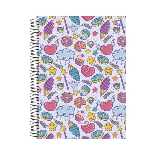 Caderno Universitario Capa Dura Feminino 10 Materias 160 Folhas Doce Estilo Papelaria