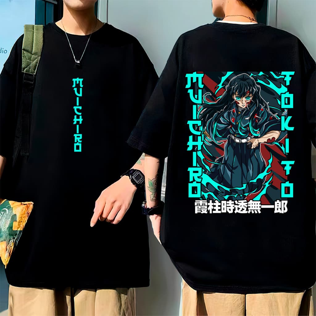 Camiseta Oversized Muichiro Anime Mangá Japonês Demon Slayer Unissex TREINO