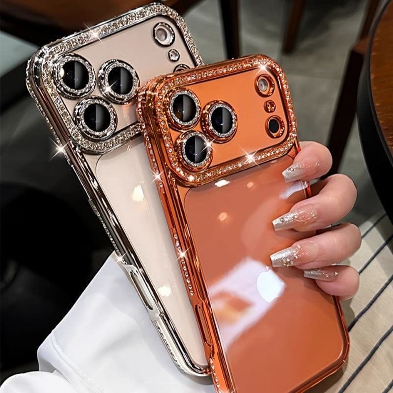 Capa De Telefone Para iPhone 17 16 15 14 13 12 Pro Max 11 15 plus Luxo Espumante Strass Chapeamento À Prova De Choque Cl