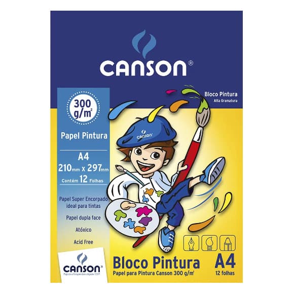 Bloco de Pintura Canson A4 300 g/m² com 12 folhas