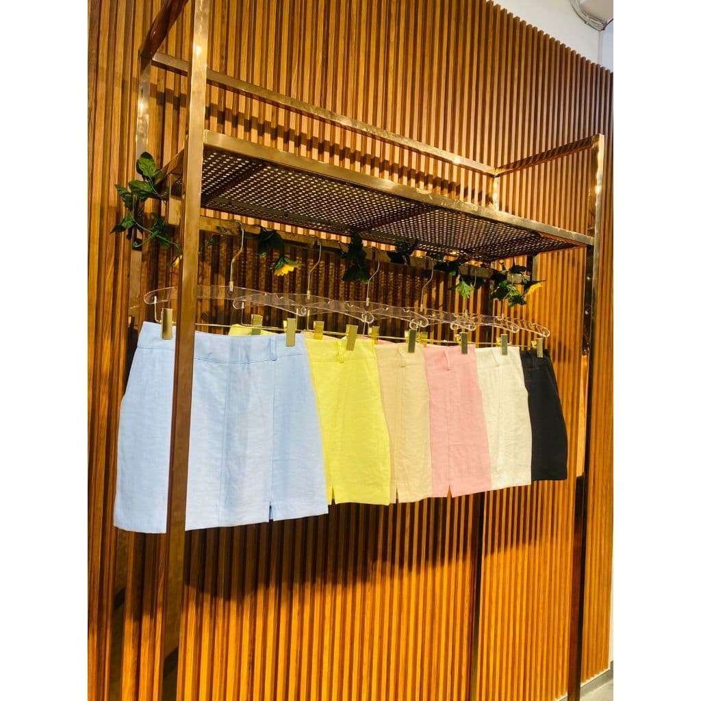 Saia Marrant com Botões Feminina Casual Verão Cintura Alta Alfaiataria Elegante Diversas Cores