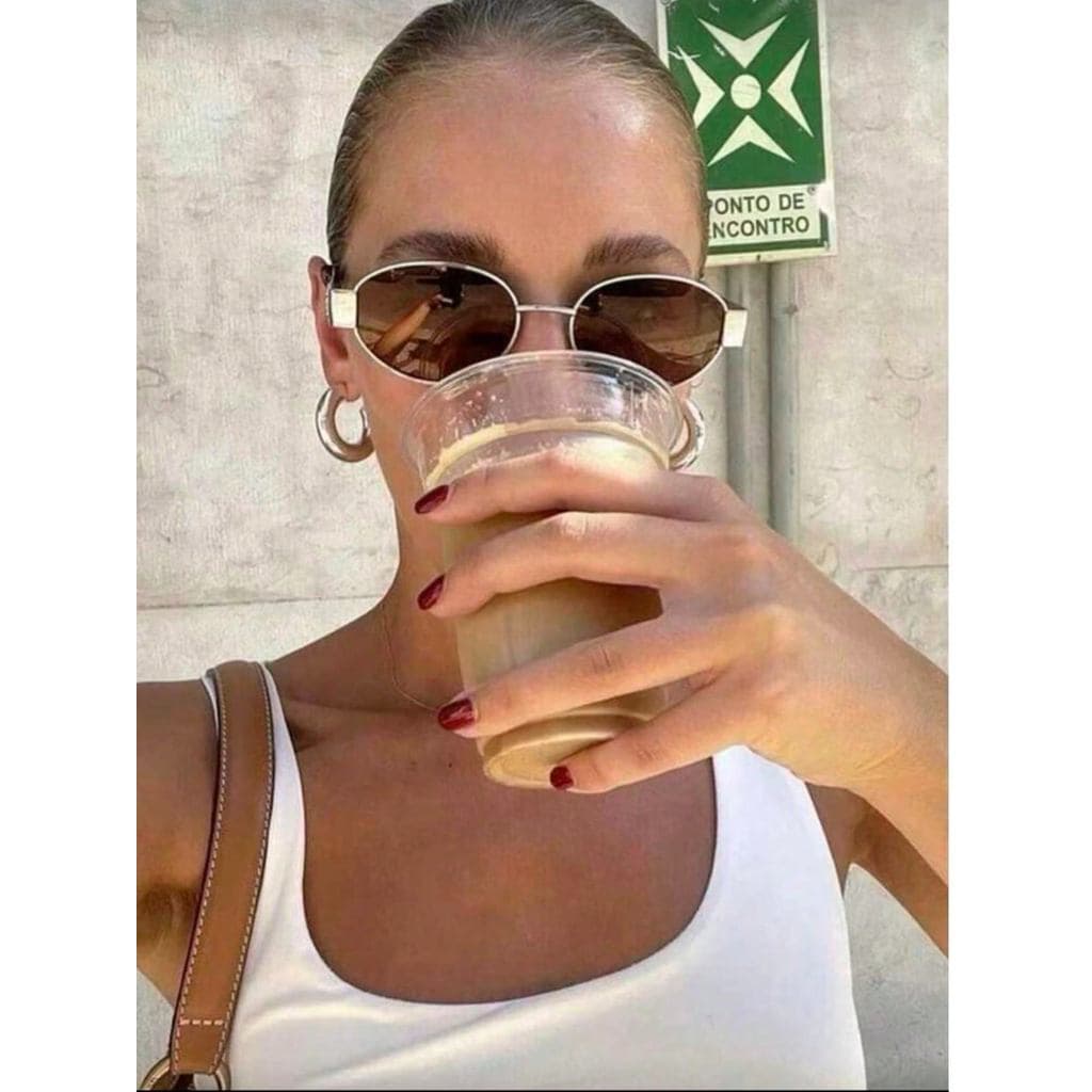 1 Par de Óculos de Moda Feminina Oval Petit, Óculos de Moda Retrô Chique de Armação de Metal Preto