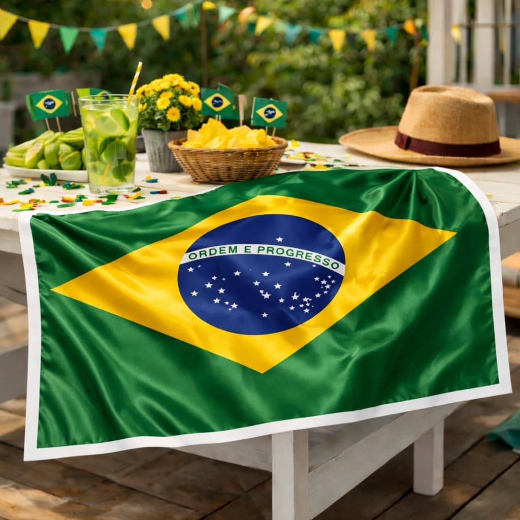 Bandeira do Brasil Grande Tecido de Cetim 1mt x 1,47mt Brilhante Cores Vivas Qualidade Premium