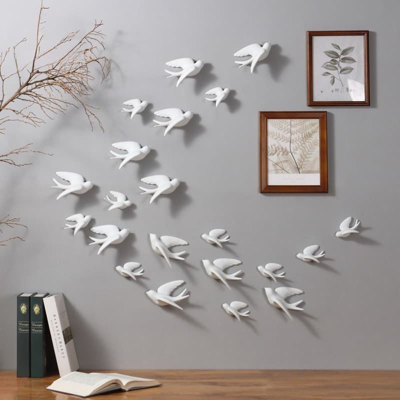 1 peça pássaro cerâmico 3D para murais/decoração de parede/artesanato/decorações para casa Z6C1