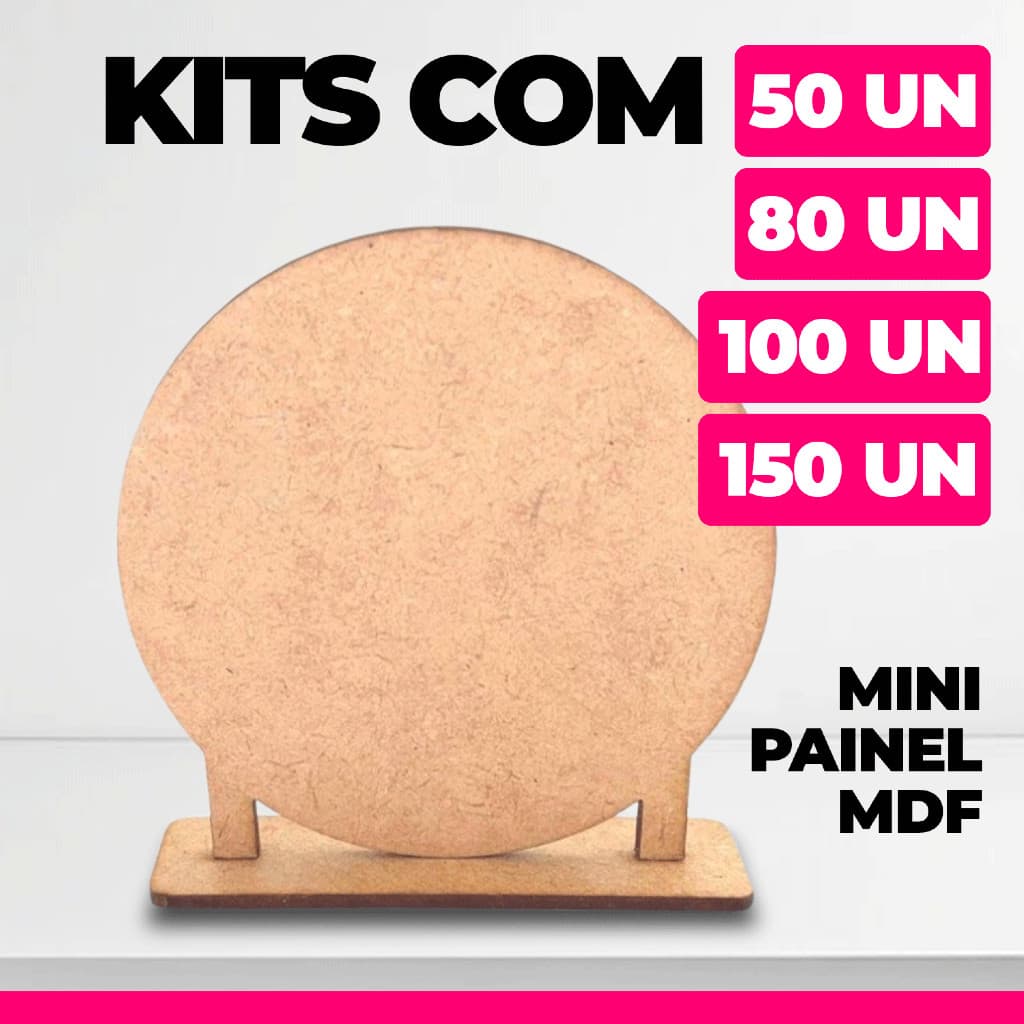 Mini Painel Redondo 6cm Kits 50/80/100/150 und em MDF - Aniversários - Festa - Cenário - Artesanato