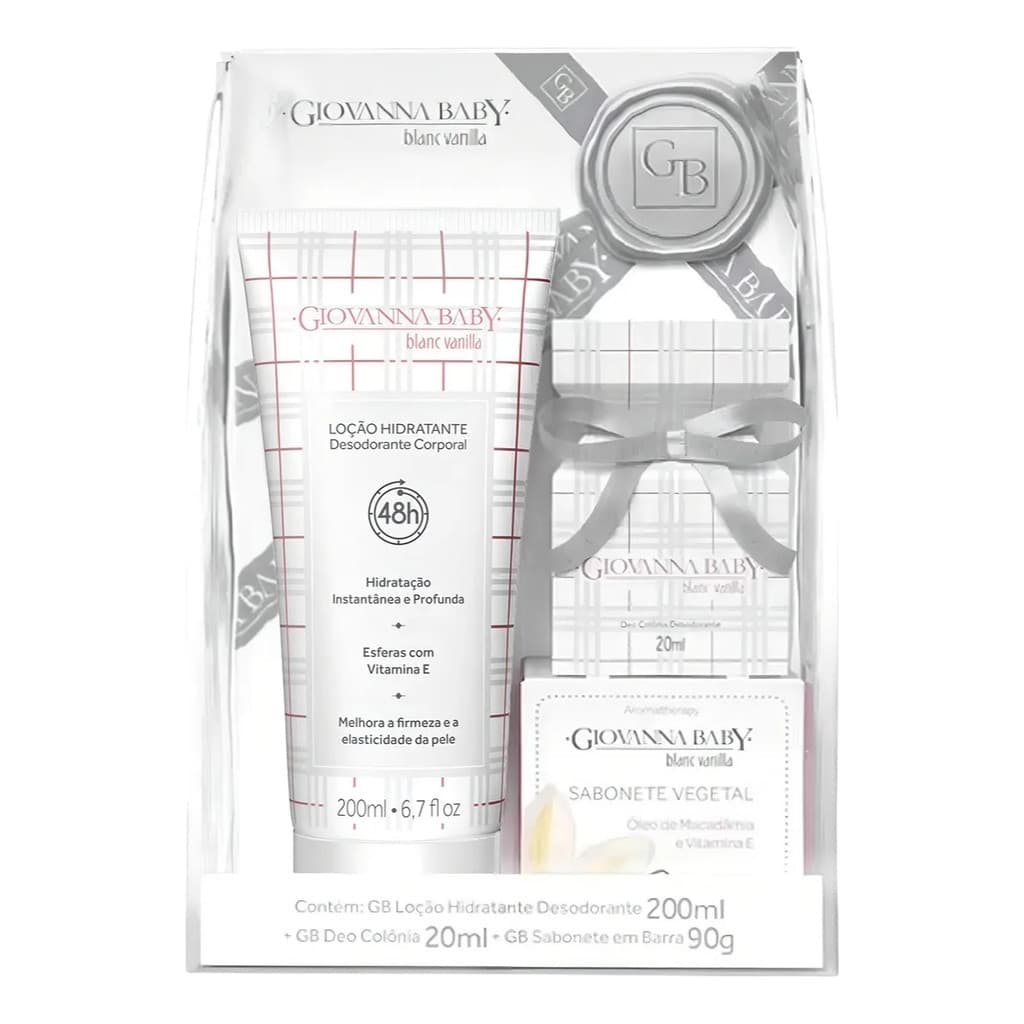 Kit Giovanna Baby Blanc Vanilla Loção Hidr. 200ml Sabon. 90G Colonia 20ml