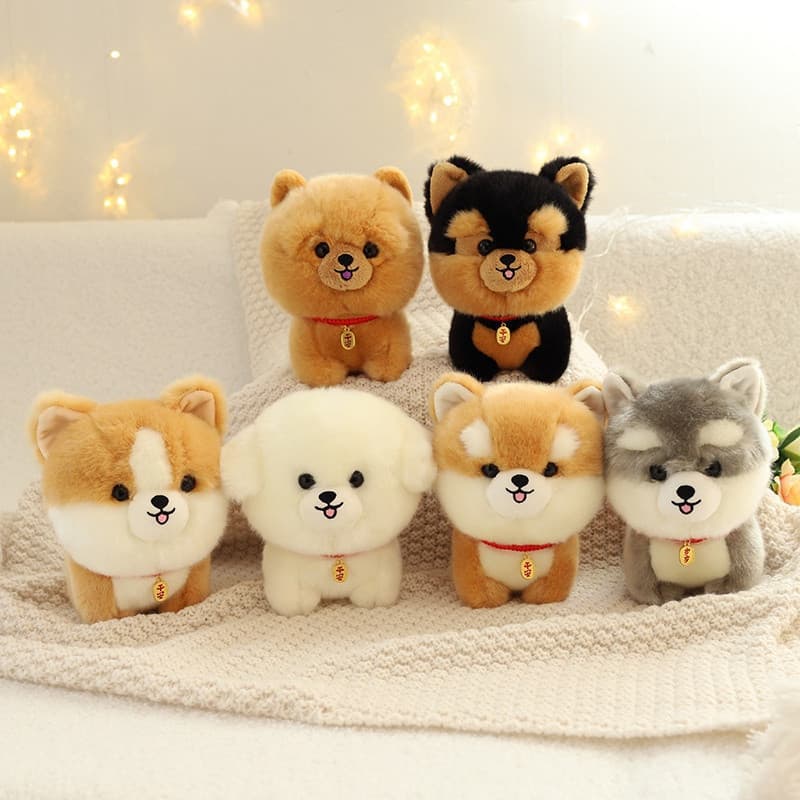 Brinquedos De Pelúcia Para Cachorro Husky Corgi Chow Akita Baby Doll Peluche Crianças Presentes Adoráveis