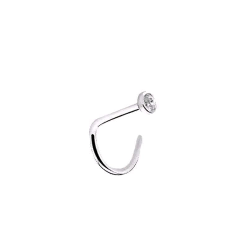 Piercing de Nariz Curvado Nostril Ponto de Luz Strass Incolor Masculino Feminino 1 unidade