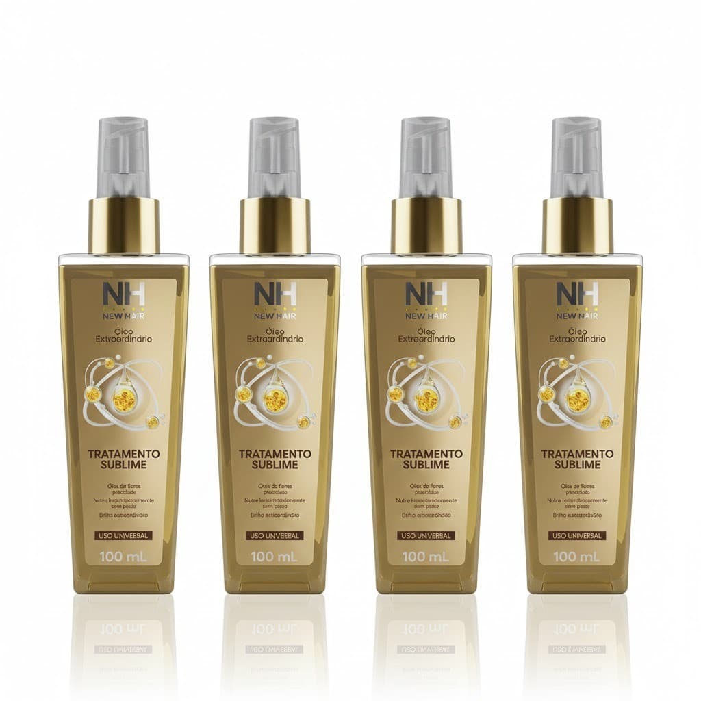 Kit 4 Óleo Extraordinário Tratamento Sublime NH 100ml - Hidrata Nutre Finaliza NEW HAIR
