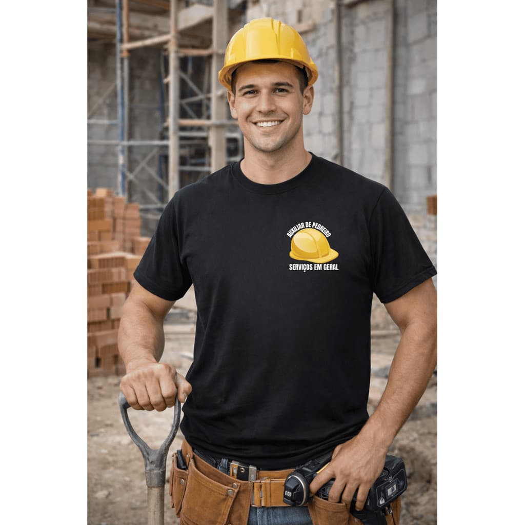 Camiseta De Trabalho Auxiliar Pedreiro Uniforme Profissional Autônomo