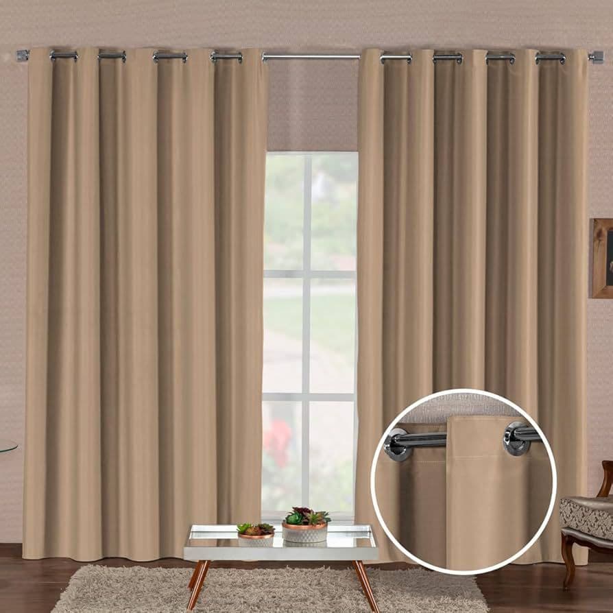 Cortina Blackout em Tecido com Ilhós | Bloqueia Luz | Sala Quarto Cozinha | Moderna Elegância Decorativa Luxo 2,80x1,80