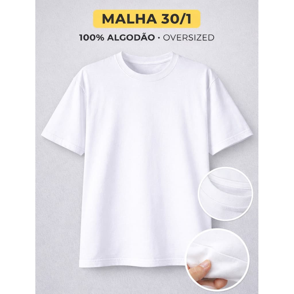 Camiseta Oversized Masculina 100% Algodão Camisa Larga Streetwear Básica
