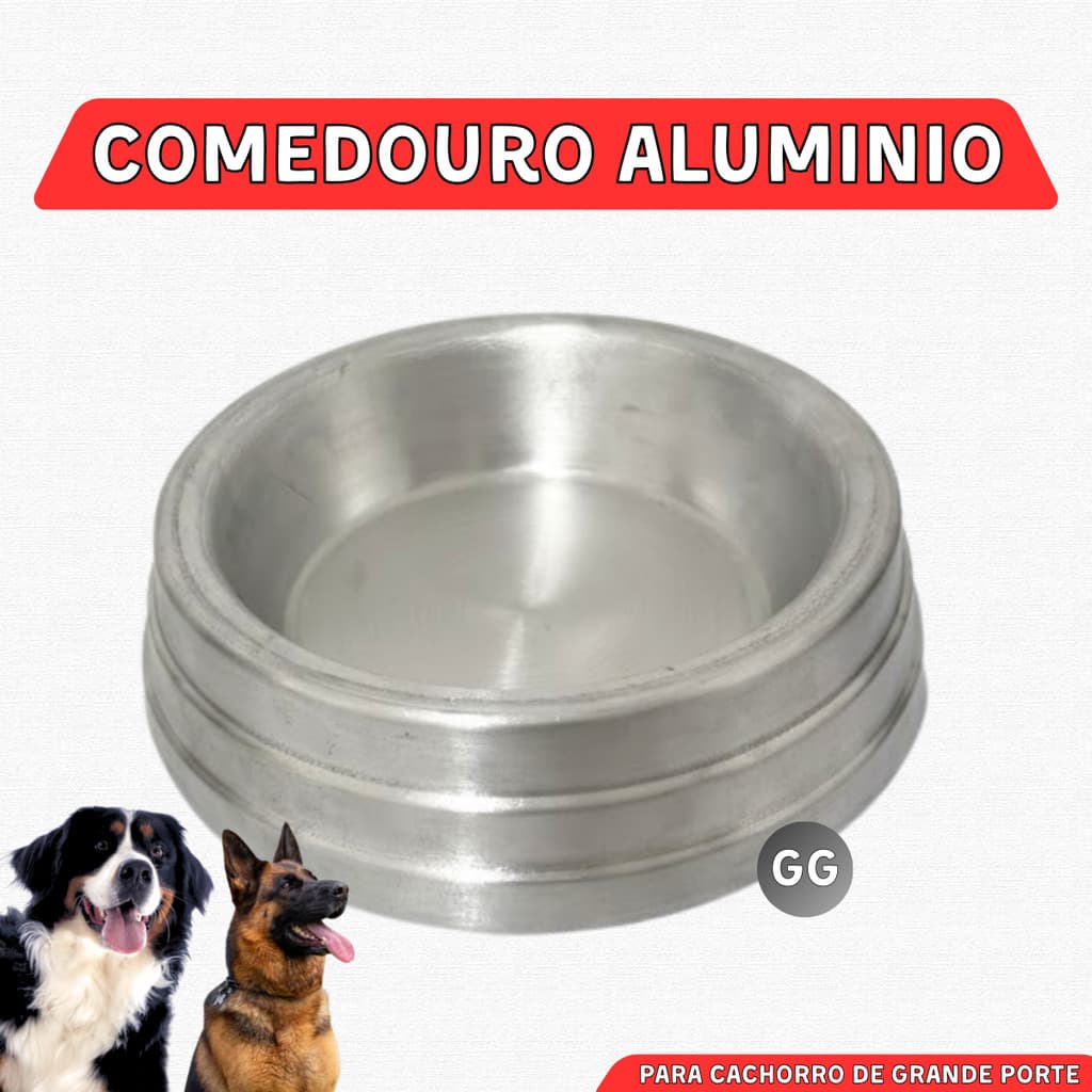 Comedouro Alumínio Gigante Pesado Resistente Cães Ração Água