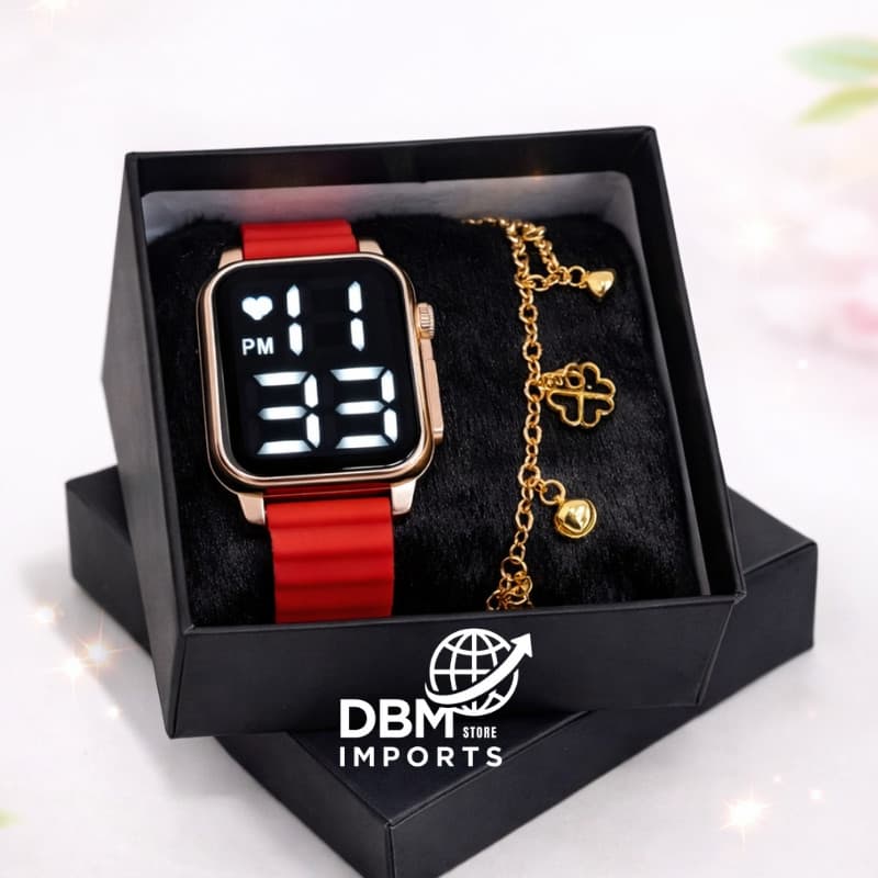 Relógio Digital Feminino LED com Pulseira – Design Moderno e Elegante