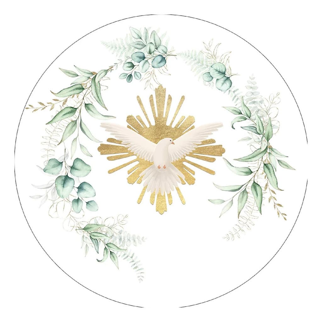 Capa para Painel Redondo 50x50cm – Crisma e Primeira Eucaristia Católica, Festa Religiosa Sublimada