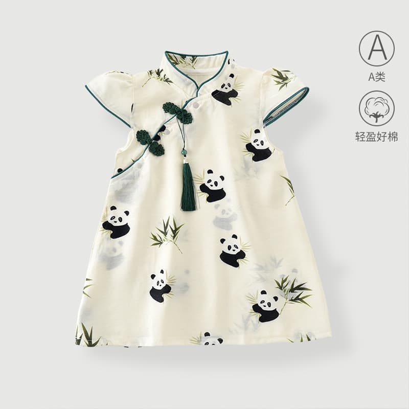 Hanfu bebê menina estilo nacional Cheongsam Retro menina Tang terno 2025 primavera verão novo estilo bebê novo vestido c
