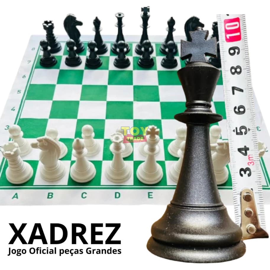 Jogo de Xadrez Oficial com Tabuleiro de Napa 46x46cm – Toy Trade Estratégia e Concentração