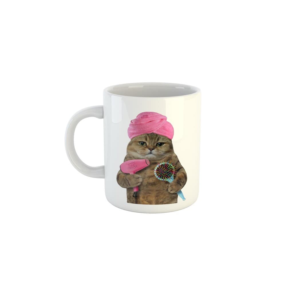 Caneca Figurinha Engraçada Gato de Toalha