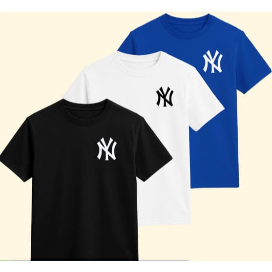 Kit 3 Camiseta Algodão Infantil New York Casual Várias Cores Leve Confortável