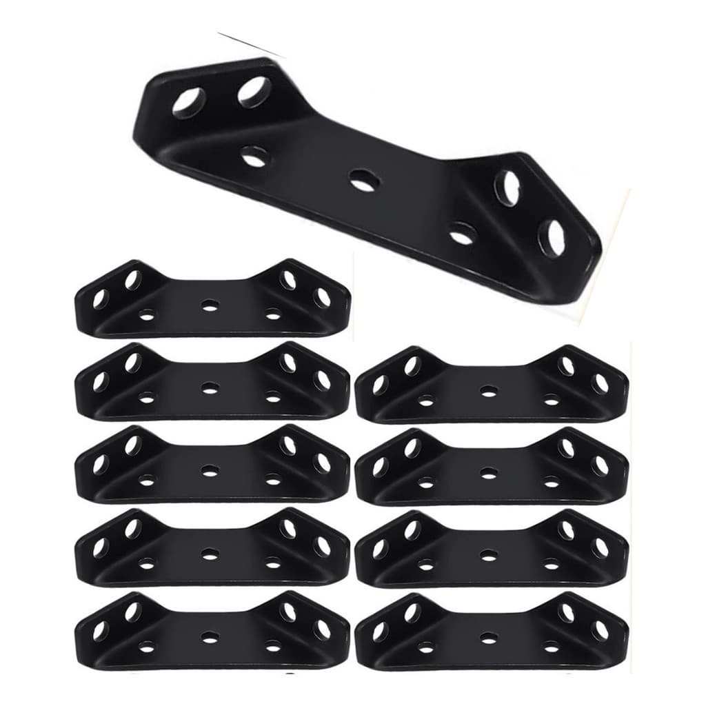 Kit 10 Conector De Canto De Metal Preto Para Móveis