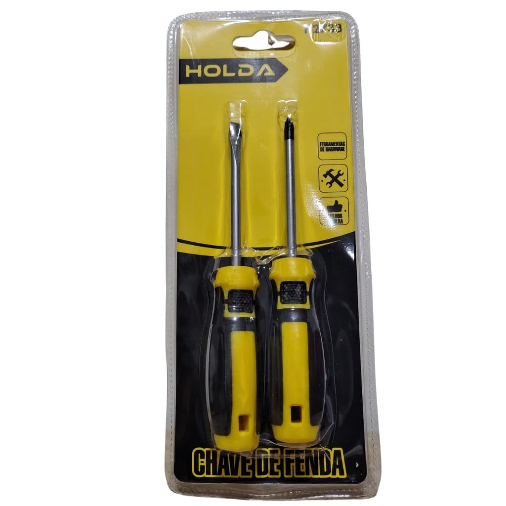 Kit de Chaves de Fenda e Phillips 2 Peças Resistentes e Ergonômicas