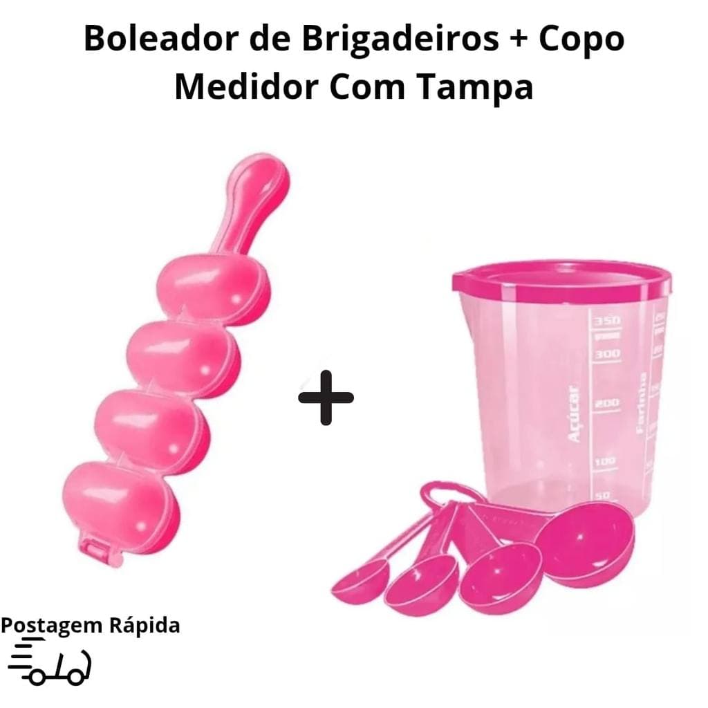 Kit Confeitaria Boleador de Brigadeiros + Copo Medidor com Colheres Injetemp– MP