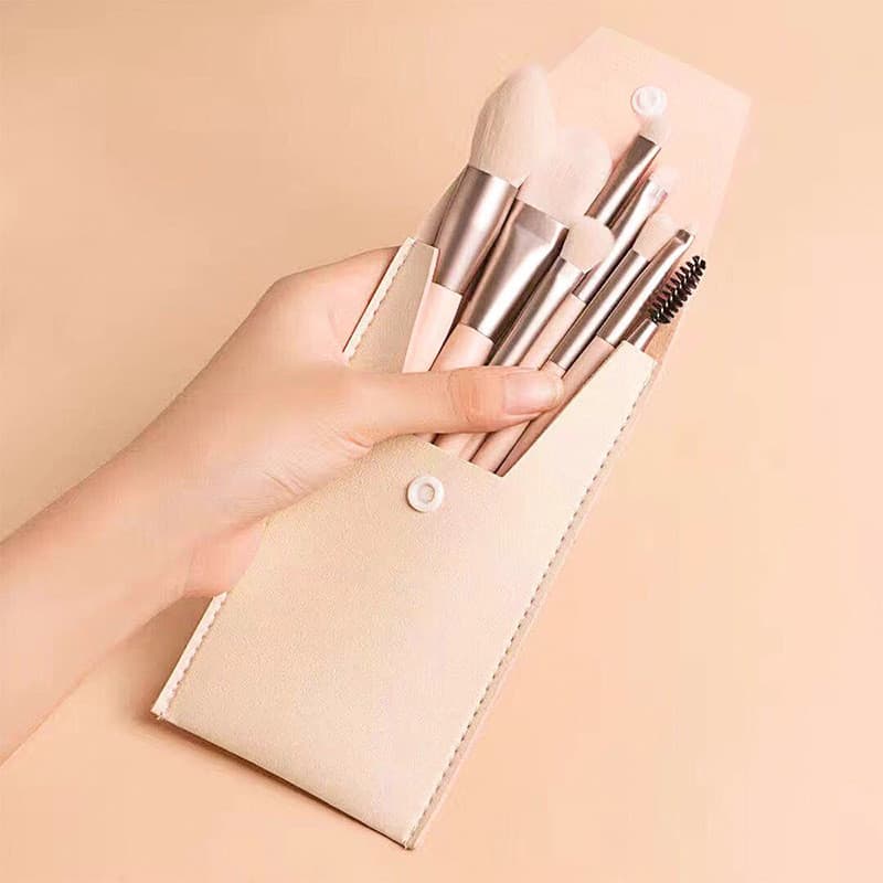 Kit 8 Pincéis de Maquiagem com Bolsa Organizadora