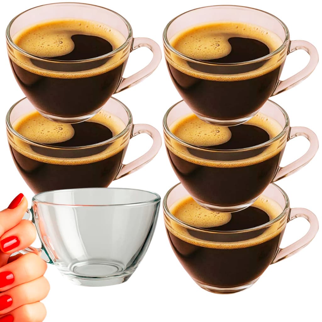 Jogo De Xícaras em Vidro 6 peças Para Chá Café Louças xicara Pera Transparente 218ml Kit Canecas