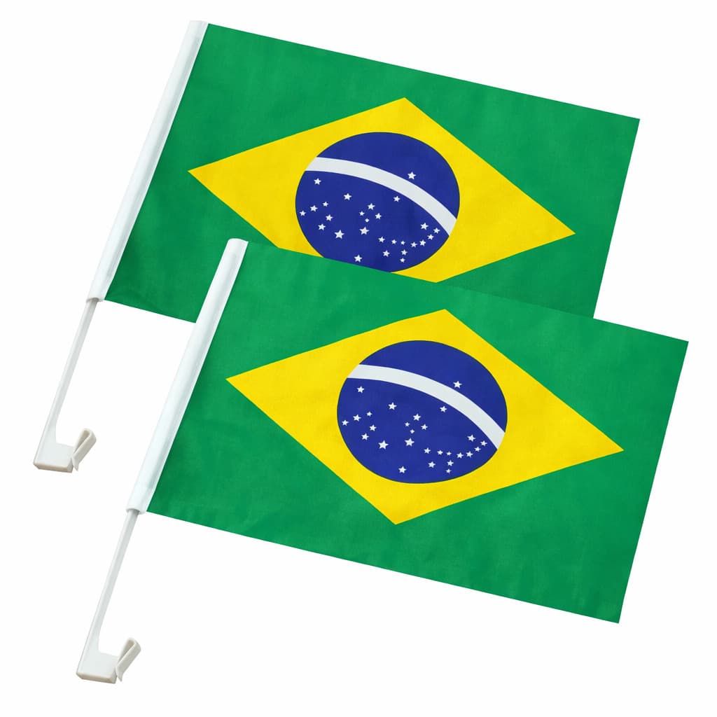 Bandeira do Brasil Para Vidro de Carro com Haste para Fixação 30CMX45CM