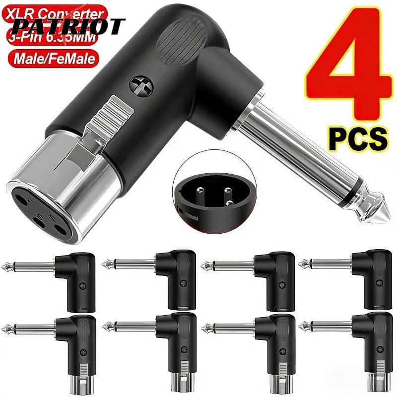 1-4 Unidades Conversores De Plugue De Áudio XLR Para TS De 6.35 Mm-Microfone , Speackers-Conector Macho/Fêmea De 3 Pinos