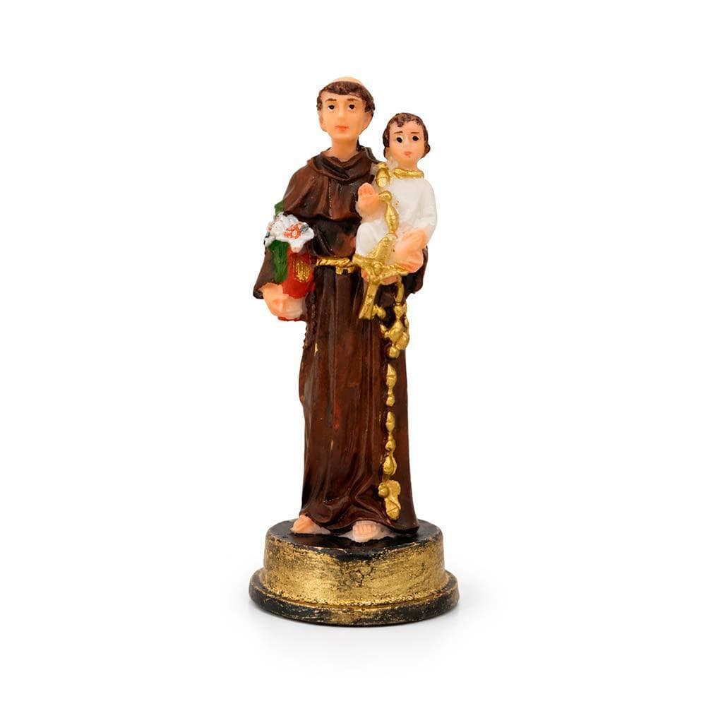 Imagem de Santo Antônio Resina 9 cm Estatueta Católica Lembrancinha Despedida Solteira Casamento Chá