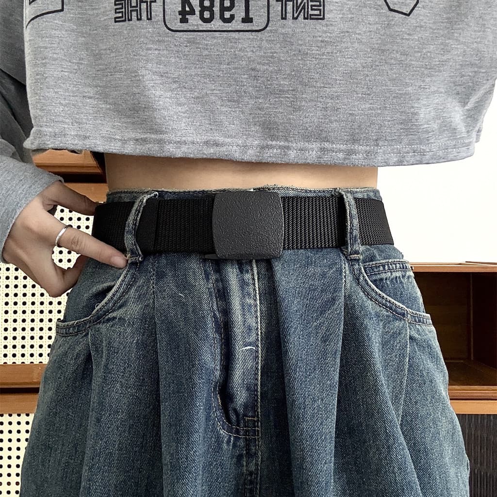 Imitação de náilon lona Jeans cinto masculino ao ar livre superfície macia tático tecido simples cinto feminino combinan