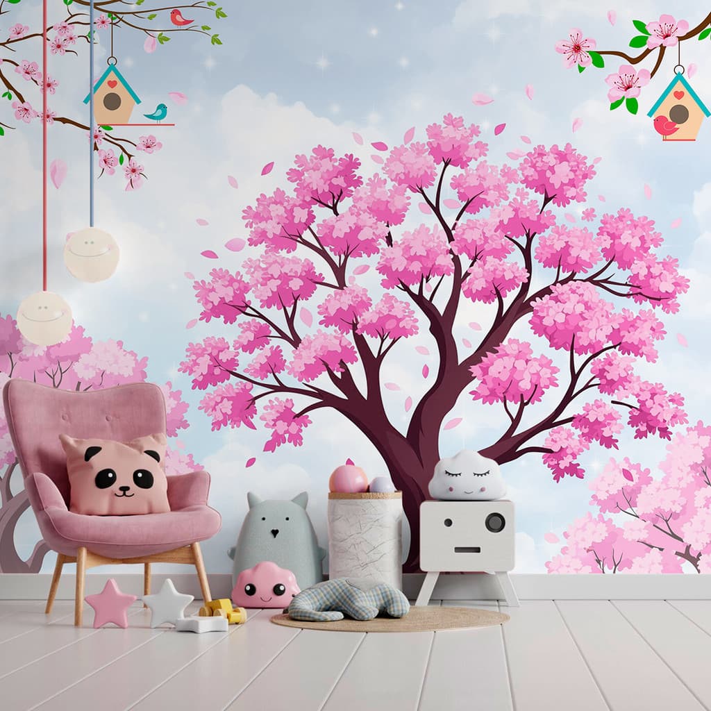 Papel De Parede Adesivo Infantil Árvores Floral