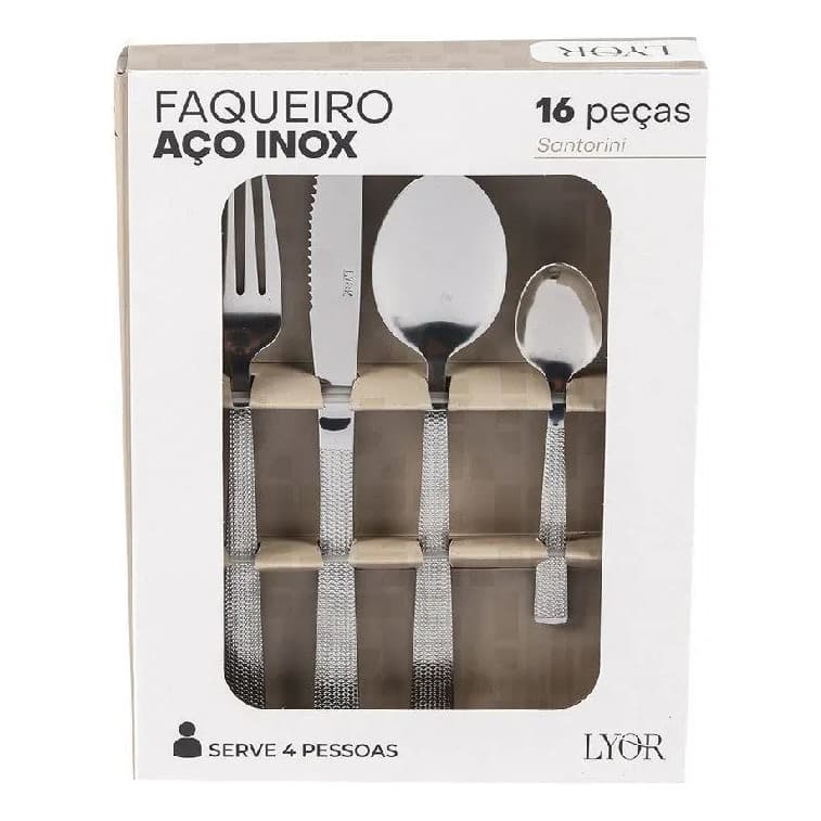Lyor Faqueiro Inox Santorini 16 Peças