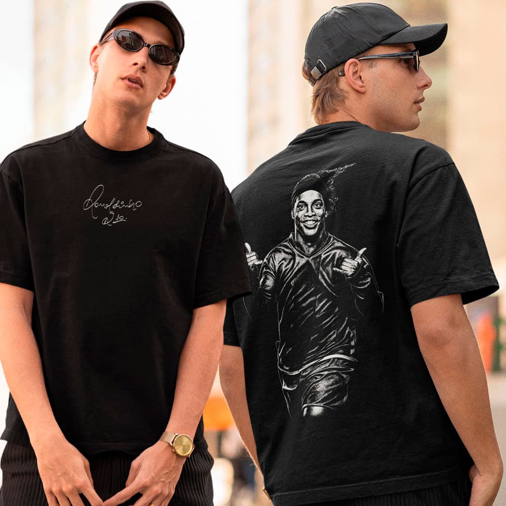 Camiseta Masculina Ronaldinho 100% Algodão Estampa Futebol Ronaldo Bruxo Gaúcho Jogo Personalizada