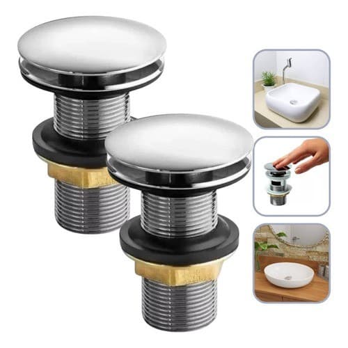 Kit Válvula 2pçs 7/8 - 1.1/4 Click Luxo Inteligente Inox Banheiro Cromada