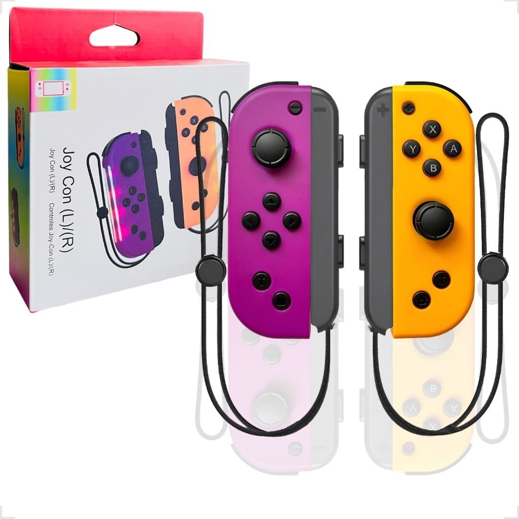 JoyPad Controle Nintendo Switch Joycon Roxo e Laranja(L/R) GamePad Com Led RGB Compatível Nintendo Switch Roxo e Laranja