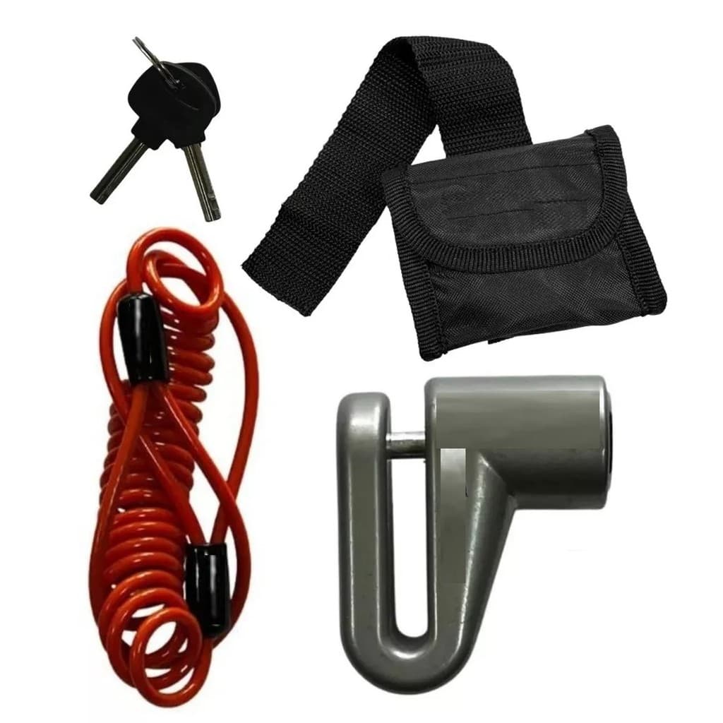 Tranca Trava Cadeado SHIVER Disco Moto Anti Furto Com Cabo Lembrete laranja pino grosso forte Reforçado segurança