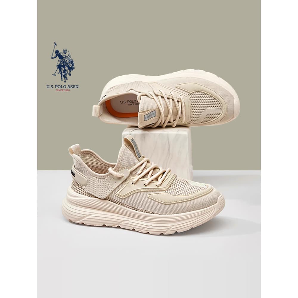 USPA American Polo Association Sapatos Masculinos Genuínos Primavera Respirável Voando Tecido Tridimensional Malha Refre