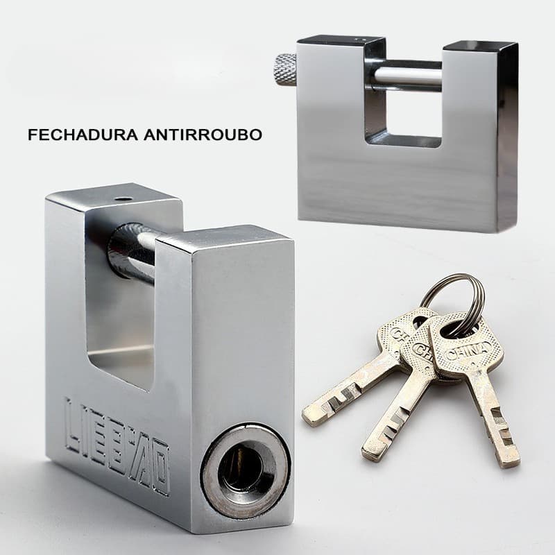 Cadeado Multifuncional Antirroubo Em Aço Inoxidável Com 3 Chaves Para Portas Janelas E Motos