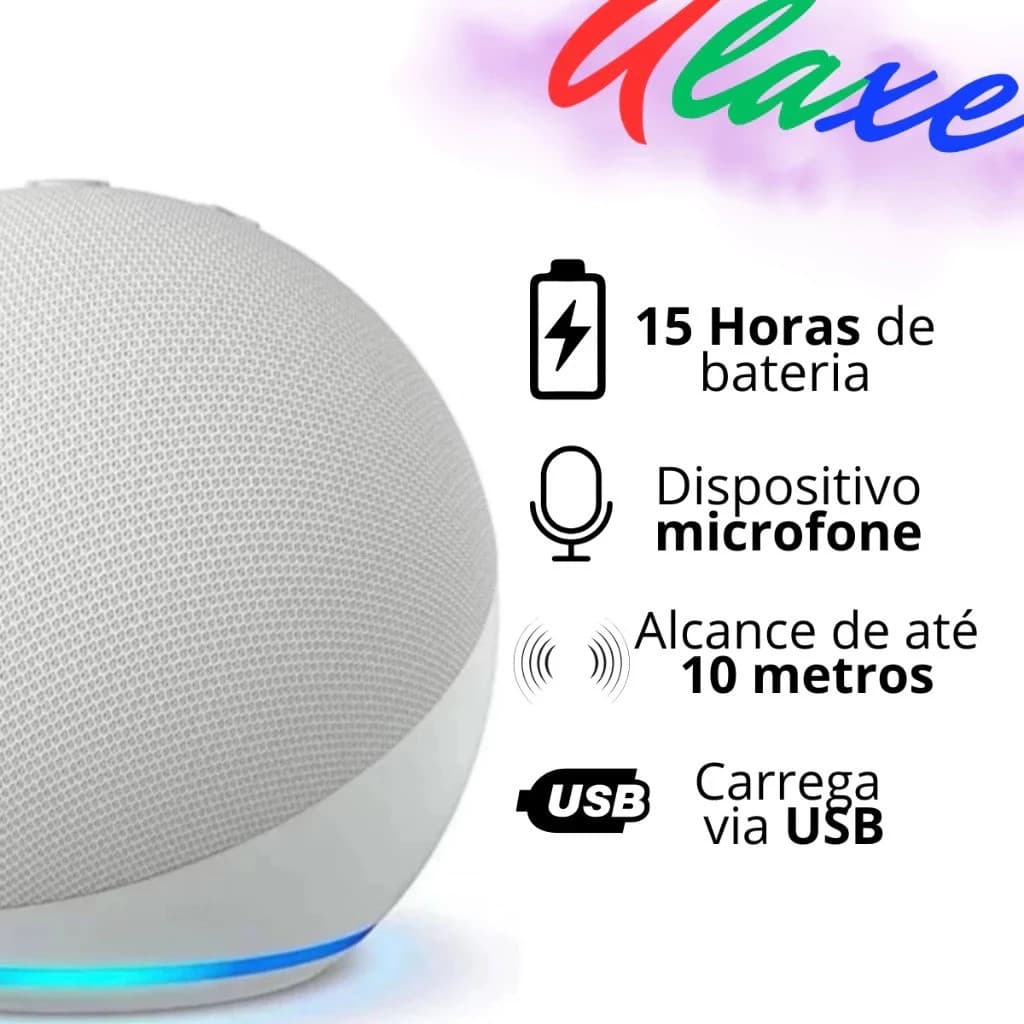 ORIGINAL-Caixa de Som Bluetooth 5W com LED Colorido Portátil Compatível com Alexa Rádio FM e USB