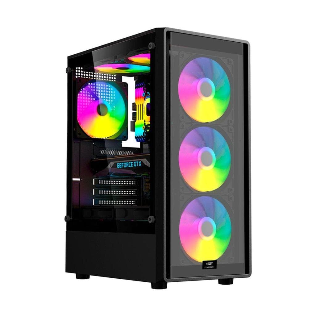 Gabinete Gamer C3Tech MT-G140BK - M-ATX - Até 8 Fans - Preto
