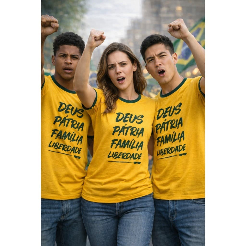 Camiseta Deus patria e familia bolsonaro direita patriota unisex slim 100% algodão premium