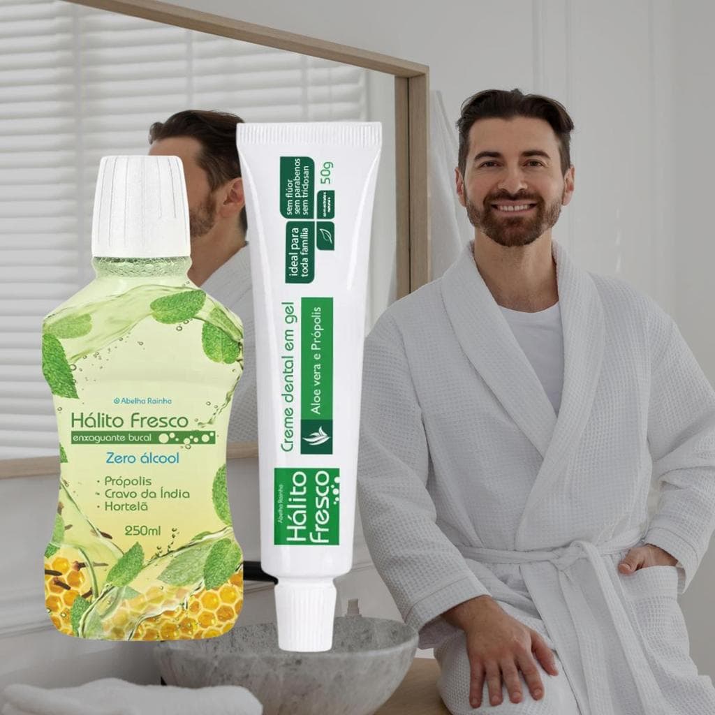Kit Completo Hálito Fresco  – Creme Dental Aloe Vera + Enxaguante Bucal