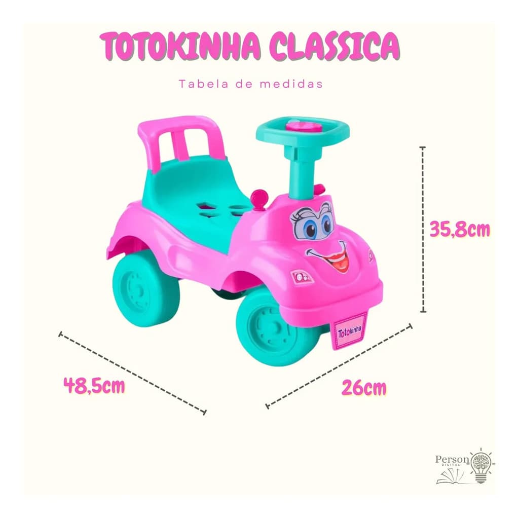 Totokinha Clássica Rosa Infantil motoquinha/andador | Resistente, Confortável e Segura