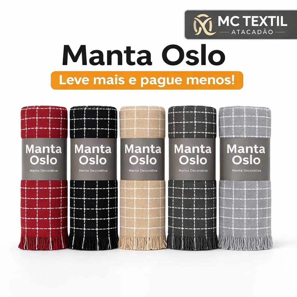 🛋️ Manta Oslo Premium 100% Algodão 145x200cm | MC TEXTIL Atacadão