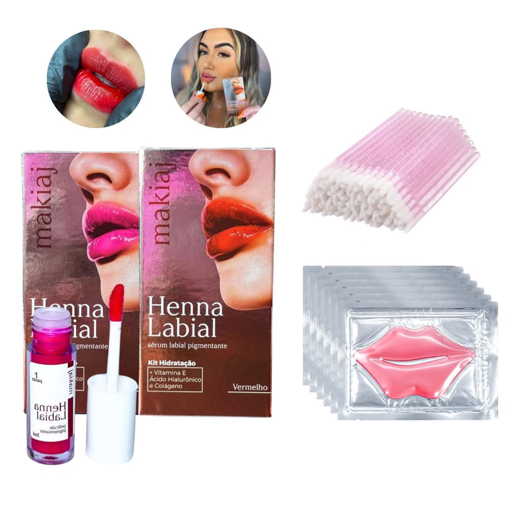 Kit Henna Labial Profissional Mascara Labial Apliacador