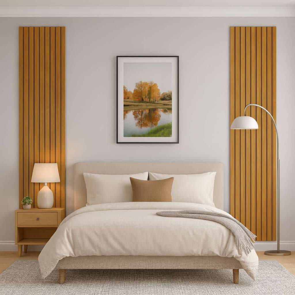 Kit 2 Módulos Painel Ripado Para Sala TV Estilo Moderno Cor Nature