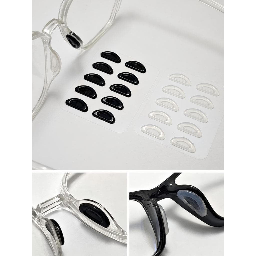 Almofadas nasais de silicone macias e antiderrapantes para óculos de sol com armação totalmente de plástico.