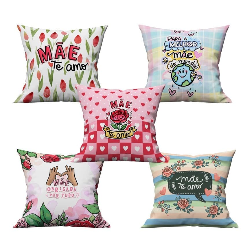 Kit Almofadinha para Cesta Lembrancinhas Dia Das Mães Flores Decorativa 20x20cm